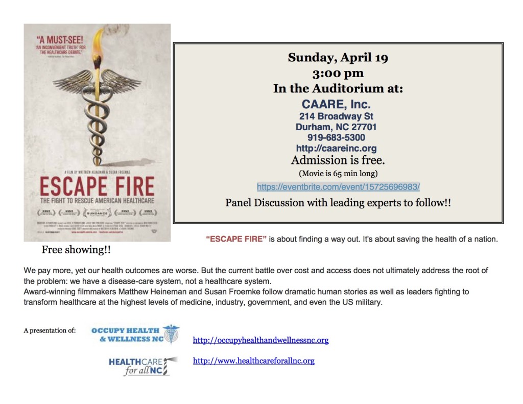 Escape Fire Movie flyer CAARE pdf -w-Panel Note